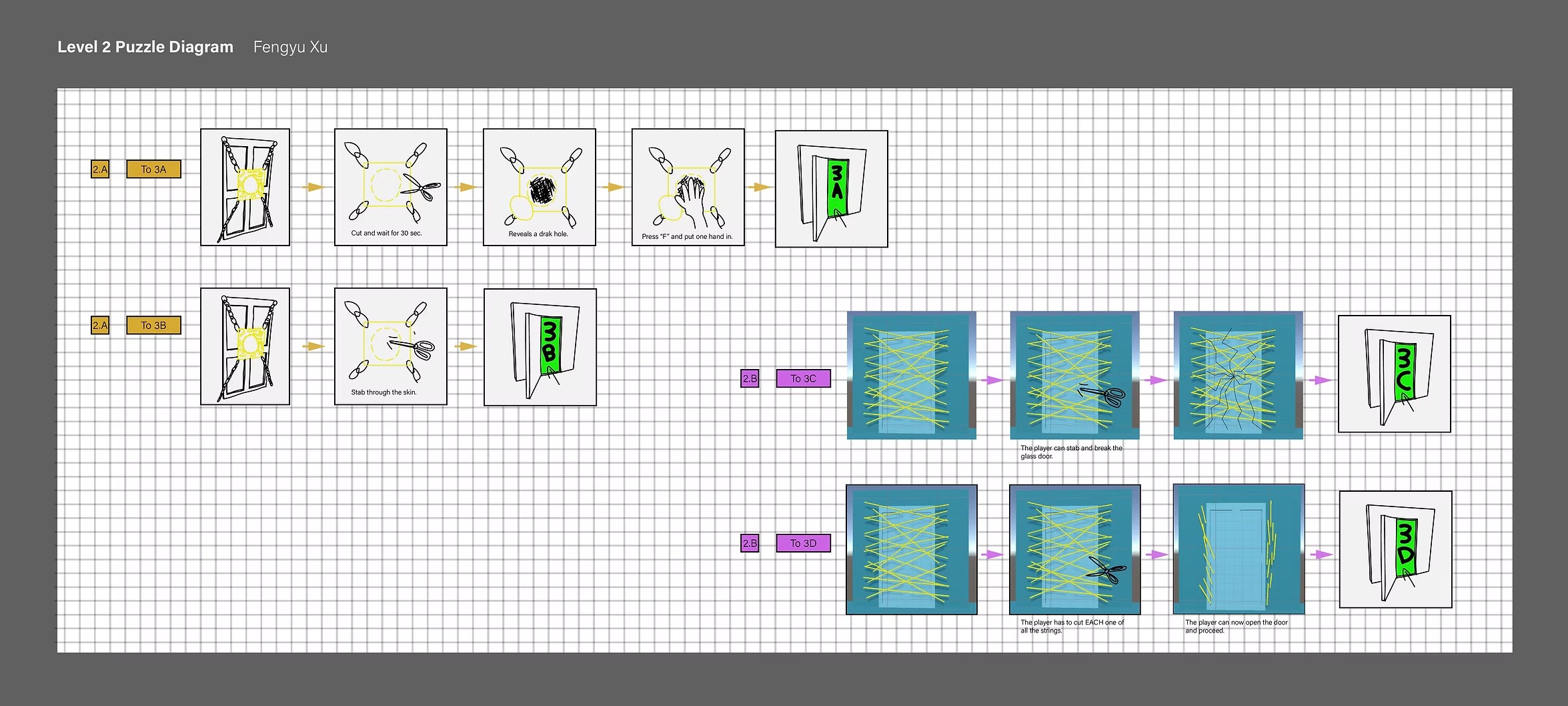 Hallway puzzle diagram documenting The Escapist level logic.