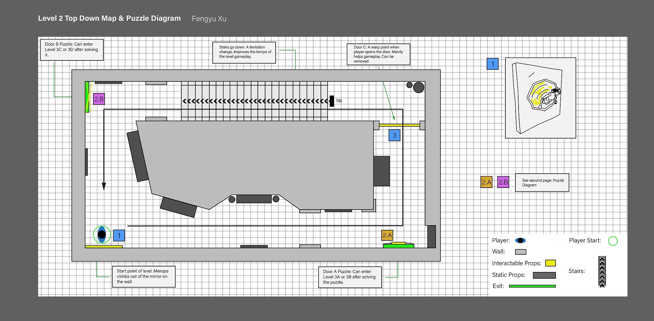 Top-down hallway map and puzzle layout for The Escapist.