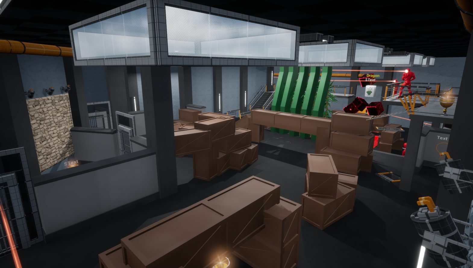 A gameplay view from The Great Art Heist stealth prototype.