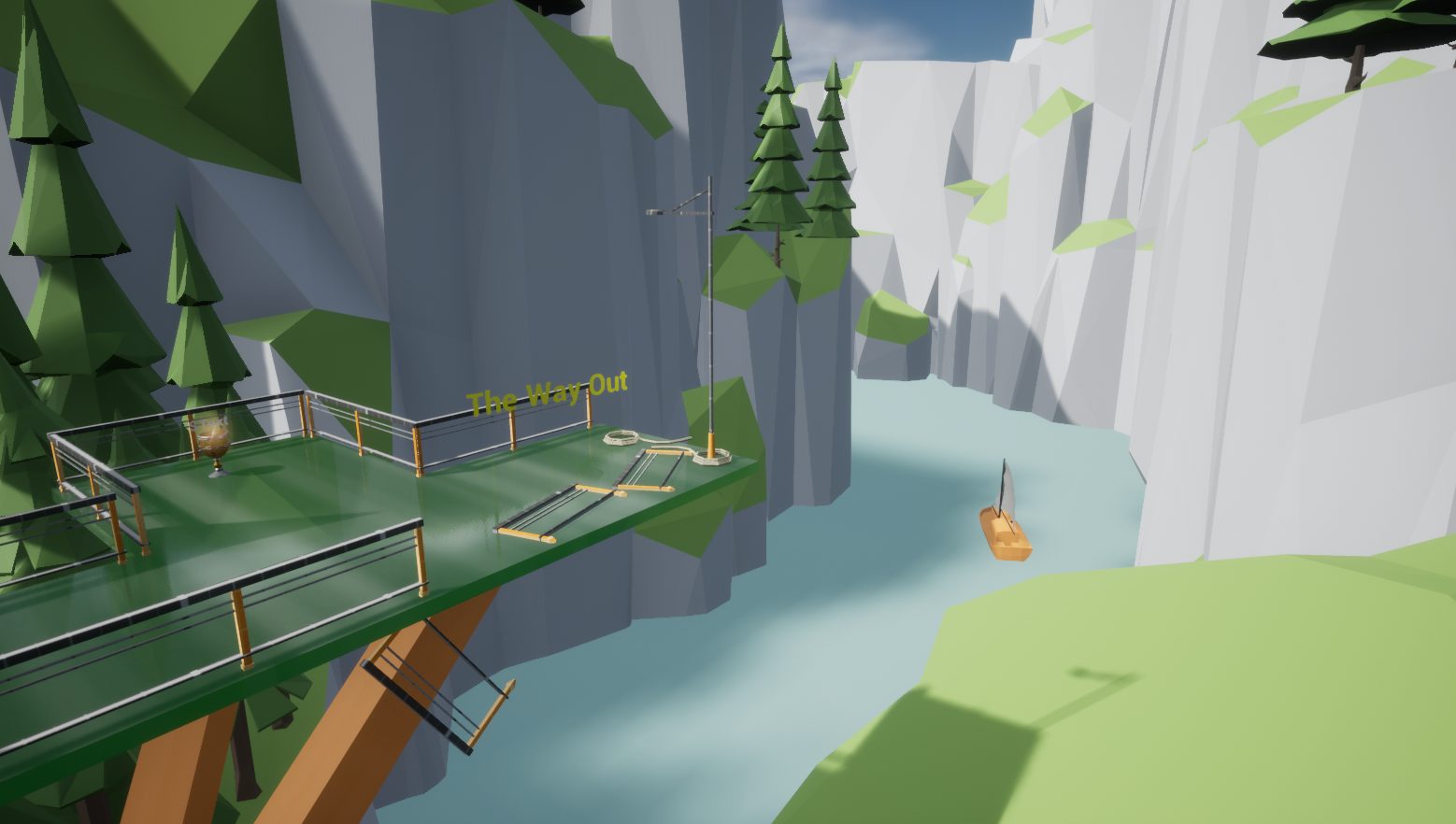 A low-poly museum heist scene from the Windows demo.